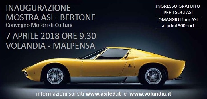 INAUGURAZIONE COLLEZIONE ASI – BERTONE: 7 APRILE 2018 ORE 9,30